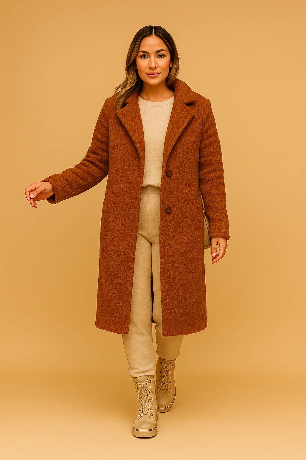 Fondamentale Long Teddy Coat | Soft Textured Finish