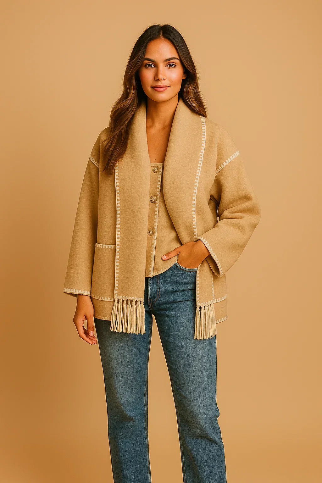 Fondamentale Fringe Detail Coat | Relaxed Fit