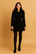 Load image into Gallery viewer, Minuit Belted A-Line Coat | Faux Fur Collar
