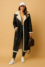 Load image into Gallery viewer, Wool Blend Double Breasted Coat | Shearling Collar | Winter Outerwear
