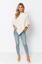 Load image into Gallery viewer, Asymmetric Knit Poncho | Gold Shoulder Buttons
