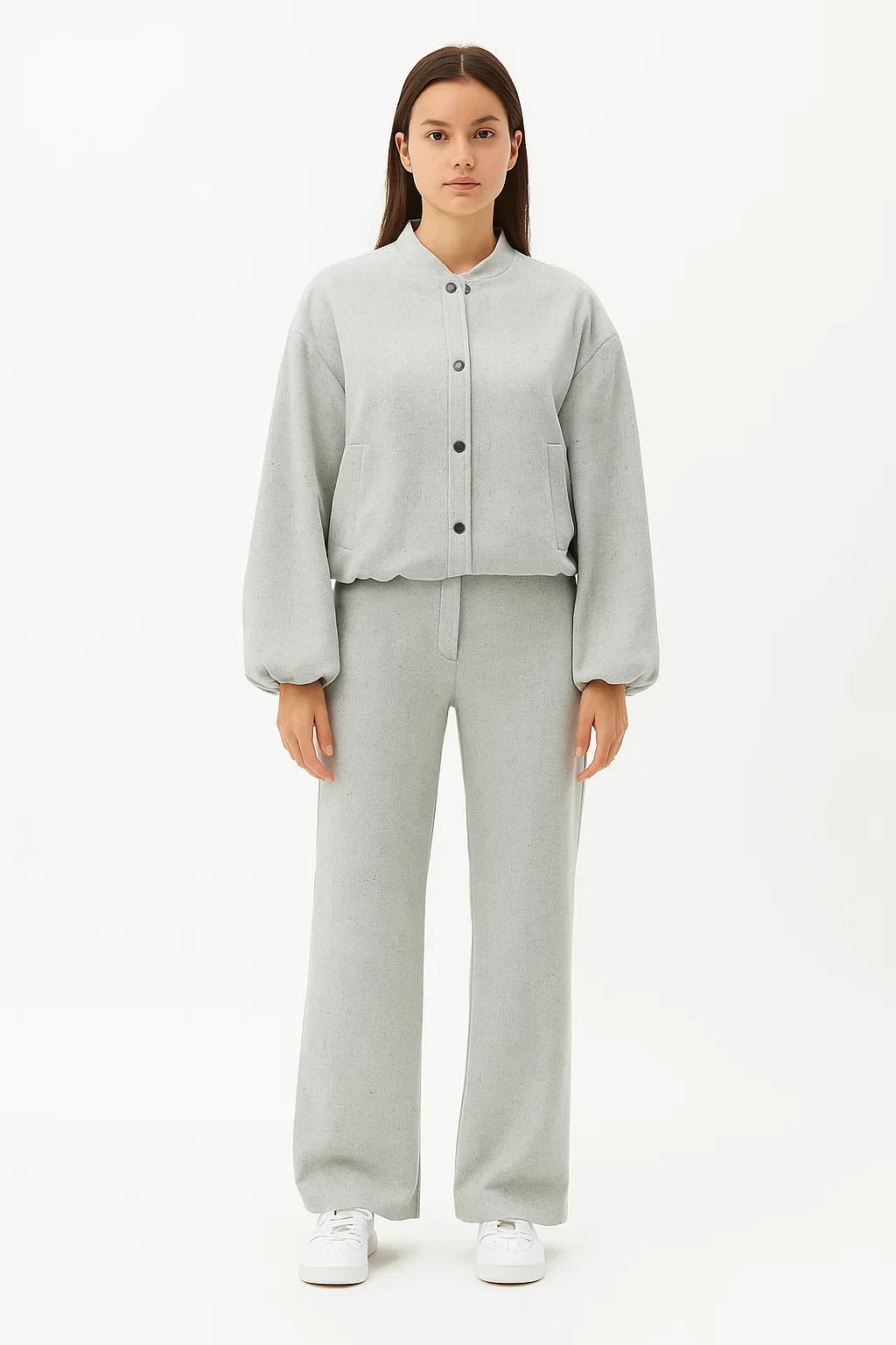 Veste Bomber Boutonnée | Col Montant | Coupe Relaxe