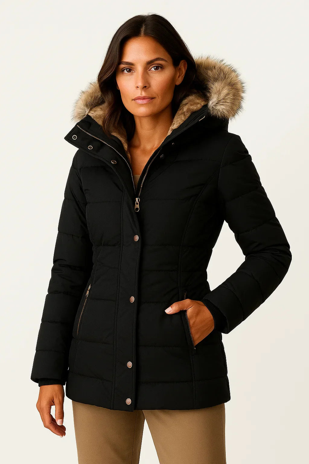 Women's Hooded Winter Coat | Quilted Insulated Design | Flattering Fit