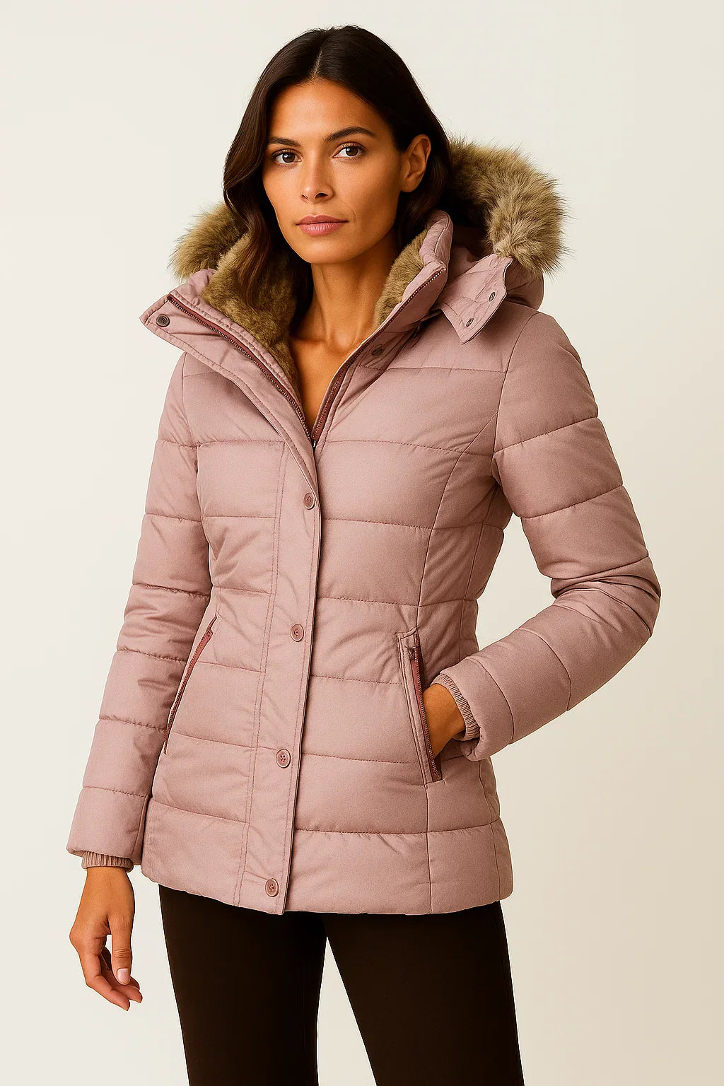 Women's Hooded Winter Coat | Quilted Insulated Design | Flattering Fit
