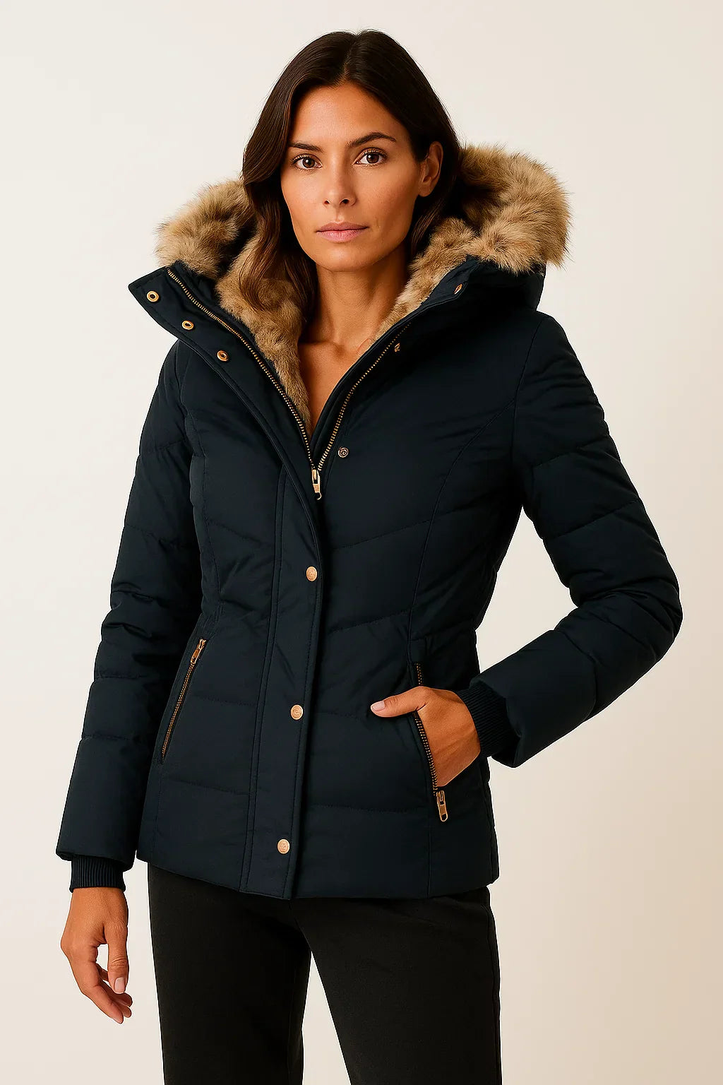 Women's Hooded Winter Coat | Quilted Insulated Design | Flattering Fit