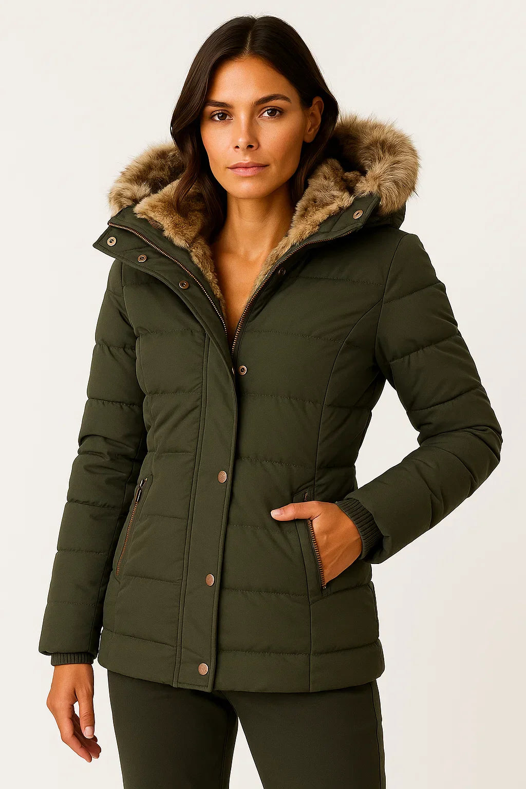 Women's Hooded Winter Coat | Quilted Insulated Design | Flattering Fit