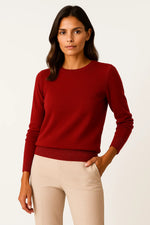 Load image into Gallery viewer, Women's O-Neck Sweater | Wool Blend Knit | Regular Fit
