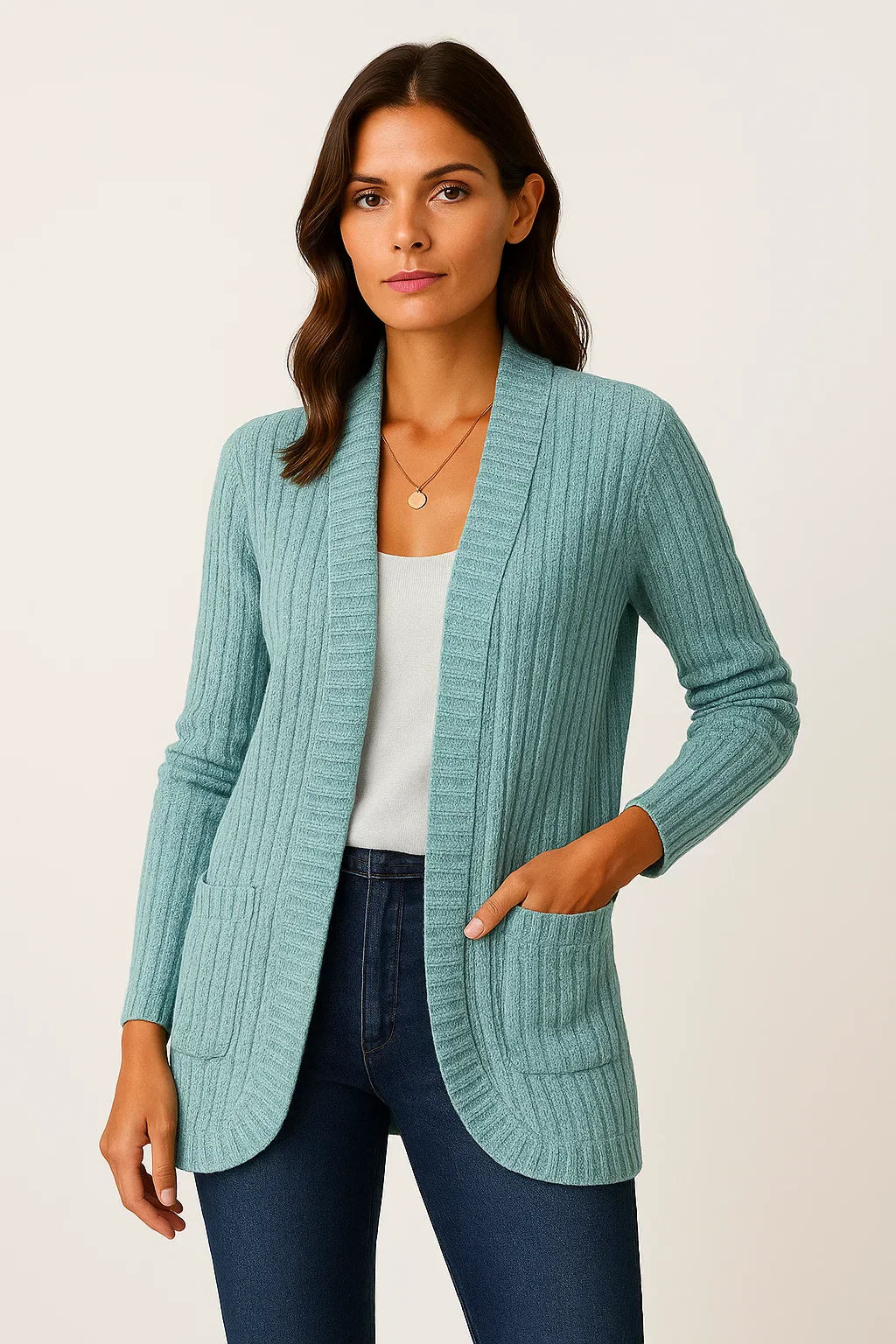Ribbed Knit Cardigan | Open Front | Soft Casual Fit