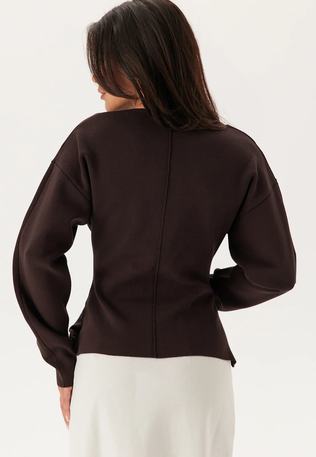 V-Neck Scuba Top | Structured Knit | Long Sleeve Modern Fit