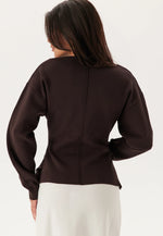 Load image into Gallery viewer, V-Neck Scuba Top | Structured Knit | Long Sleeve Modern Fit
