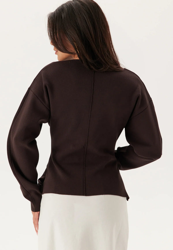 V-Neck Scuba Top | Structured Knit | Long Sleeve Modern Fit