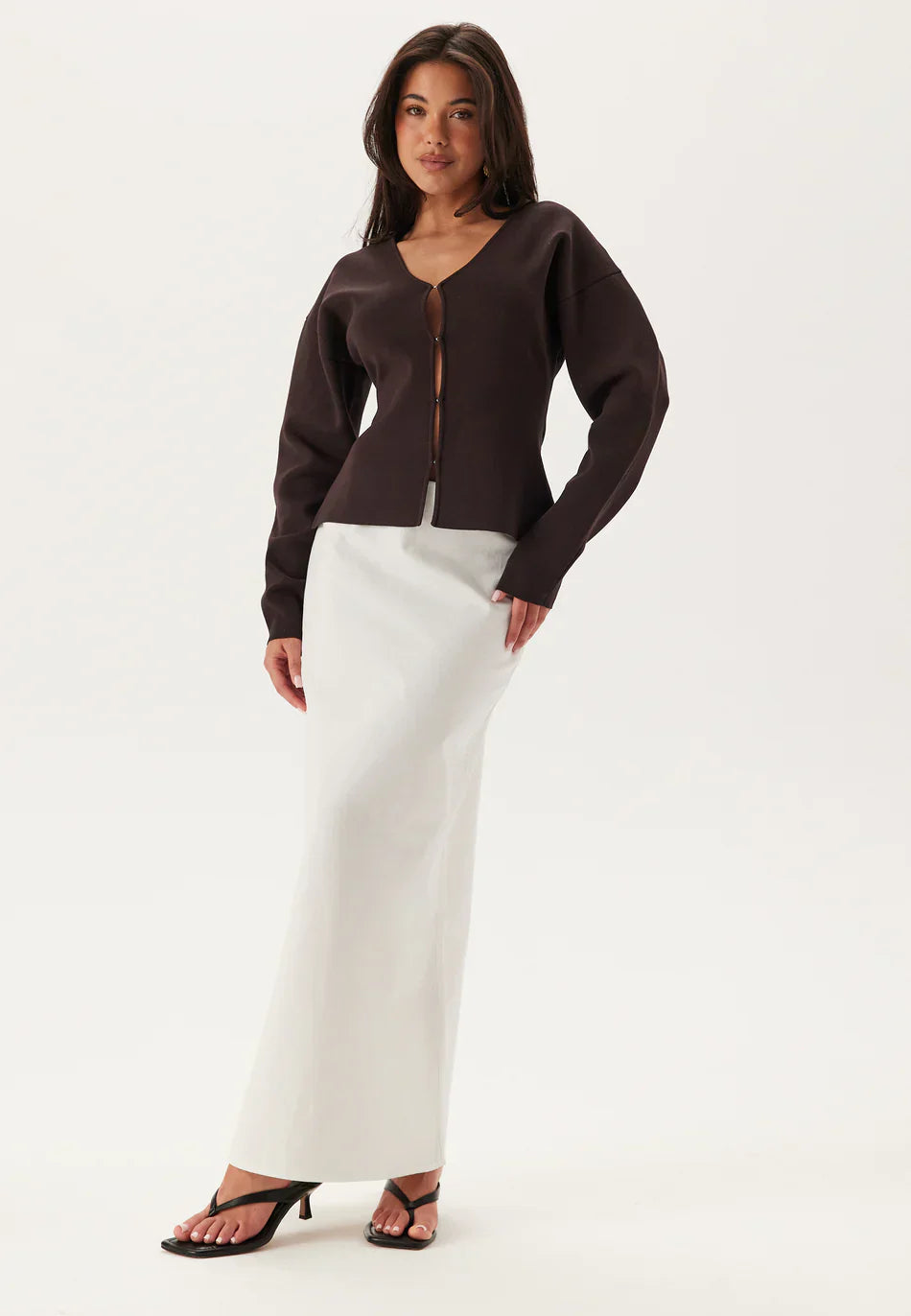 V-Neck Scuba Top | Structured Knit | Long Sleeve Modern Fit