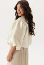 Load image into Gallery viewer, Satin Puff-Sleeve Jacket | Cropped Fit | Modern Evening Silhouette
