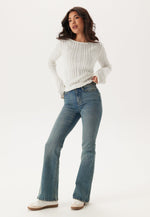 Load image into Gallery viewer, Ribbed Knit Sweater | Boat Neck | Flared Sleeves
