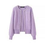 Load image into Gallery viewer, Faux Mink Cardigan | Pearl Trim | Open Front
