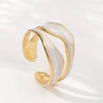 Load image into Gallery viewer, Clarté Wave Cuff Ring | 18K Gold-Plated Enamel Finish
