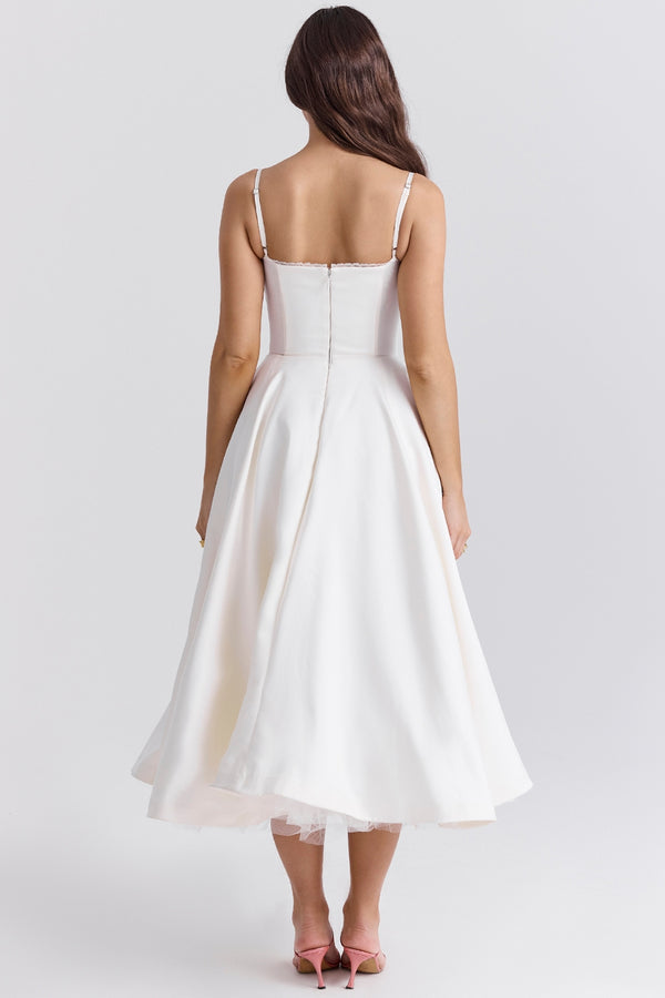 Robe Midi Sweetheart Clarté | Silhouette A-Line | Bretelles Spaghetti