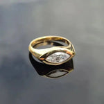 Load image into Gallery viewer, Vintage Marquise Zirconia Ring | Gold-Tone Copper Band

