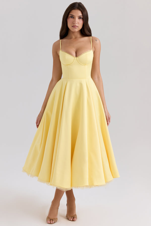 Robe Midi Sweetheart Clarté | Silhouette A-Line | Bretelles Spaghetti