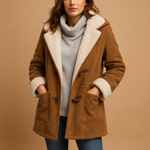 Load image into Gallery viewer, Faux Shearling Hooded Coat | Toggle Closure | Soft Suede Finish
