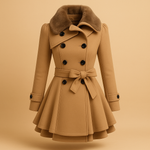 Load image into Gallery viewer, Minuit Belted A-Line Coat | Faux Fur Collar
