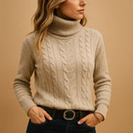 Load image into Gallery viewer, Cable Knit Turtleneck Jumper | Fitted Silhouette | Winter Essential
