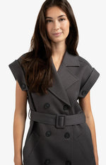 Load image into Gallery viewer, Sleeveless Double-Breasted Blazer Dress | Belted Waist
