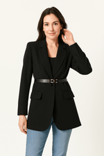 Load image into Gallery viewer, Belted Blazer | Structured Slim Fit | Notched Lapel
