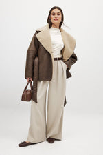 Load image into Gallery viewer, Faux Shearling Coat | Turn-Down Collar | Side Zip Closure
