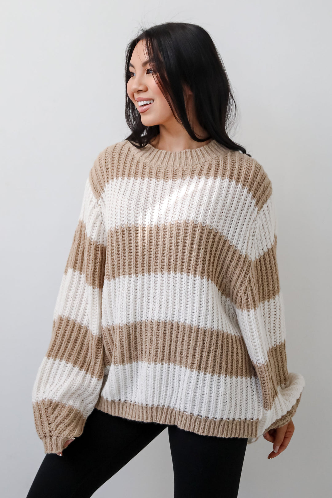 Striped Oversized Sweater | Rib Knit | Relaxed Fit