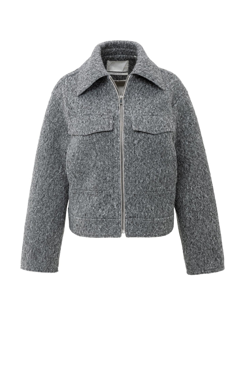 Fondamentale Bouclé Zip Jacket | Cropped Fit | Textured Wool Effect